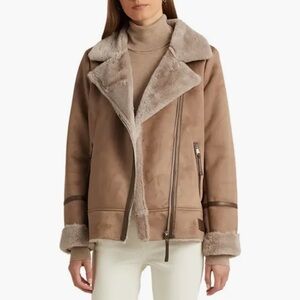 Lauren Ralph Lauren Faux Shearling Moto Jacket